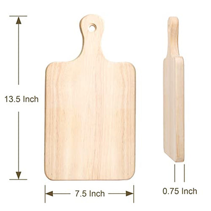 LZMS 4 Pcs Medium Wood Cutting Board - Kitchen Chopping Boards for Bread, Cheese, Vegetabes & Fruits with Handle - Eco-Friendly Board for Health - WoodArtSupply