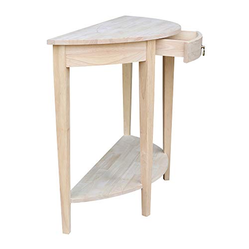 IC International Concepts Half Moon Console Table, 42 in W x 16 in D x 31 in H, Unfinished IC International Concepts