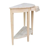 IC International Concepts Half Moon Console Table, 42 in W x 16 in D x 31 in H, Unfinished IC International Concepts