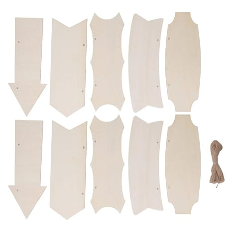 HERCHR Unfinished Wood Ornaments, 10 Pieces Unfinished Wood Sign Unfinished Wood Crafts Wood Blocks for Crafts Unfinished Unfinished Wood Cutting HERCHR