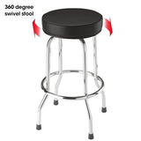 Torin ATRP6185B Swivel Bar Stool: Padded Garage/Shop Seat with Chrome Plated Legs, Black Torin