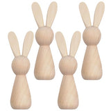 ABOOFAN Unfinished Wooden Bunny,4pcs Blank Wood Rabbit Peg Doll Figure Cutout Table Statue Model Desktop Centerpiece for Kids DIY Painting Home ABOOFAN