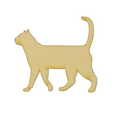 Unfinished Walking Cat Wood Cut Out in a Variety of Sizes and Thicknesses (1/8" Thickness, Large 12" x 11" (Sold Individually)) - WoodArtSupply