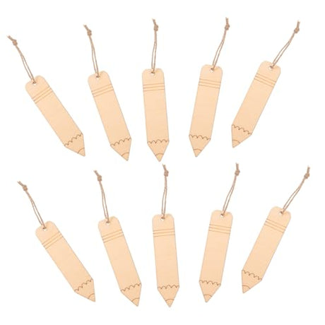 Operitacx 10pcs Wooden Bookmark Blank Bamboo Bookmark Pencil Slices Tags Ornaments Teachers Bookmarks Drawing Wood Bookmarks Unfinished Wood Bookmark Operitacx