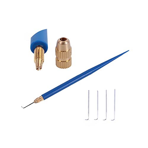 YANTAISIYU 4 Pcs Ventilating Needles for Lace Wig + 1 Blue Holder Ventilating Needle Kit for Wig Making - WoodArtSupply