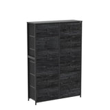EnHomee Tall Dressers for Bedroom, 12 Drawer with Wooden Top and Metal Frame, Fabric Dresser & Chest of Drawers for Closet Living Room, Black Wood EnHomee