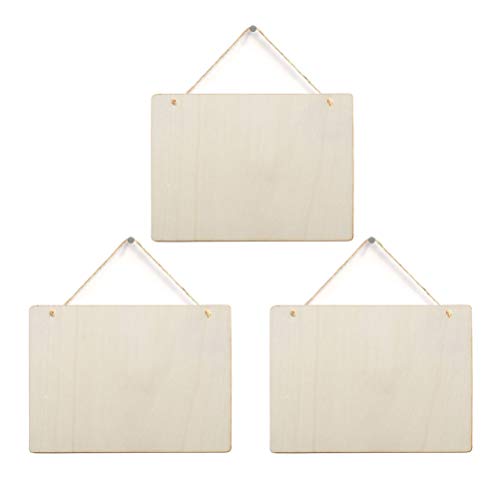 6 Pack Blank Wooden Plaque Rectangle Unfinished Wood Sign Decorative DIY Crafts Signs for Wreath Home Door Wall Art Decoration, 8.8x6.7 Inches Creaides