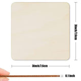 WLIANG 50 Pcs 3 X 3 Inch Unfinished Wood Squares, Natural Blank Wooden Square Cutouts Wood Slices for DIY Crafts Painting, Coasters Engraving, WLIANG