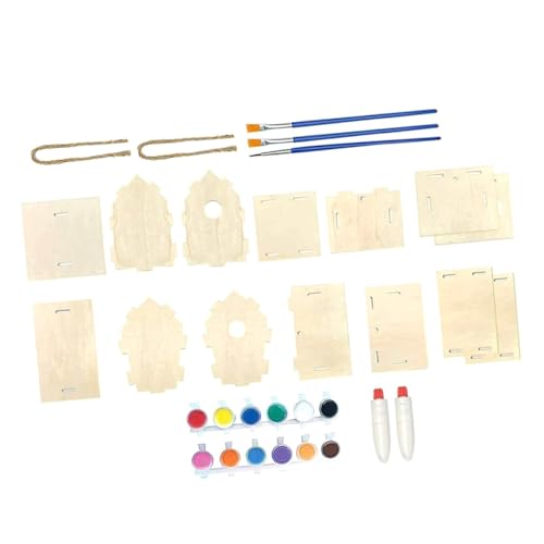 COHEALI 1 Set House Lanyard Kids Craft Wooden Arts Kits Wind Chime Ornament Wind Chime Pendant Unfinished Arts Kits Wind Chime Kit Graffiti COHEALI