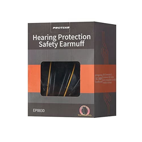 PROTEAR NRR 25dB Noise Reduction Digital Radio Ear Muff, Ear Hearing Protection Earmuff with Boom Microphones, Bluetooth Headphone Function for Daily PROTEAR