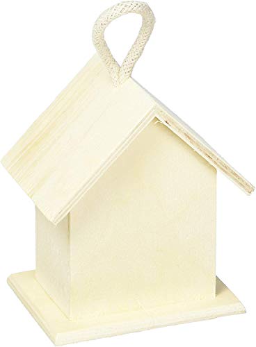 Darice Natural Unfinished Birdhouse – Light Wood, Star Hole – for Holiday and Home Décor Projects – Decorate with Paint, Tiles, Decoupage Tall (1 - WoodArtSupply