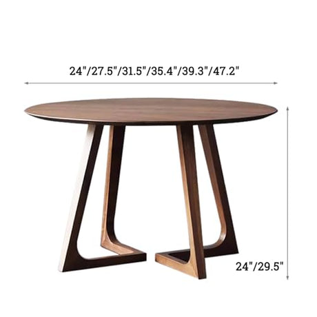 Mid Century Modern Dining Table,Round Solid Wood Kitchen & Dining Room Tables,Rustic Pedestal Table Small Leisure Coffee Table for 2,4 People(24" L x Topjia