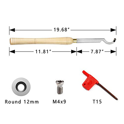 Swan Neck Hollowing Tool Carbide Tipped Wood Turning Tools Bended Lathe Chisel Tool Bar with 12mm Round Carbide Insert for Wood Hobbyist or DIY or