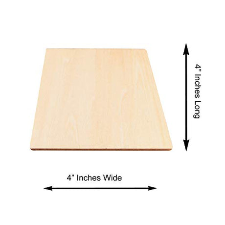 50 Pack Unfinished Wood Square Blank Pieces Natural Wooden Slices for Arts & Crafts, Painting DIY Decorations, Burning & Staining (4" Inch) Super Z Outlet