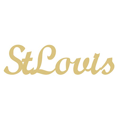 Word St. Louis Cutout Unfinished Wood Sports Decor Home Decor Door Hanger MDF Shape Canvas Style 1 (12") Diverse Woodworking