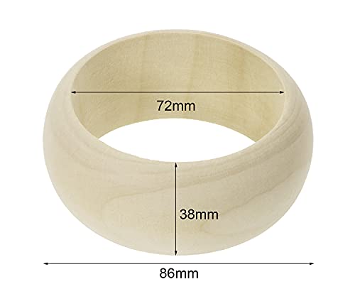 Penta Angel Wood Bangle Bracelets 4Pcs 2.8inch Unfinished Natural Round Large Wooden Ring for Art & Craft Project DIY Jewelry Making Painting PENTA ANGEL