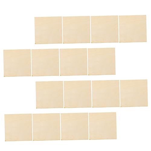 SEWOART 16pcs Pieces Square Wood Chips Wooden Cutouts Board Wooden Pallets Unfinished Wood Tiles Wooden Square Cutouts Wooden Squares for Crafts SEWOART