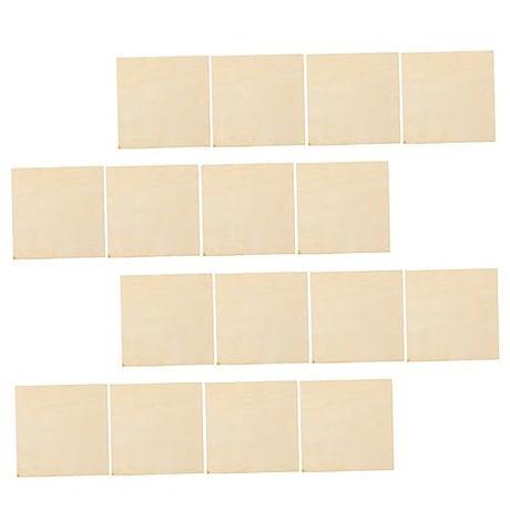 SEWOART 16pcs Pieces Square Wood Chips Wooden Cutouts Board Wooden Pallets Unfinished Wood Tiles Wooden Square Cutouts Wooden Squares for Crafts SEWOART