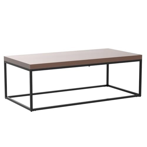 CENSI Dark Walnut Coffee Table for Living Room, 47" Modern Industrial Rectangular Wood and Metal Coffee Table with Extra Thick Tabletop (Walnut) CENSI