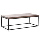 CENSI Dark Walnut Coffee Table for Living Room, 47" Modern Industrial Rectangular Wood and Metal Coffee Table with Extra Thick Tabletop (Walnut) CENSI