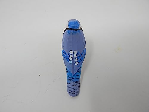 Selsela Blue Jay Keychain Ring Hook Clip Crested Jaybird Bird Charm Miniature Wood Mini Figurine Small Animal Selsela