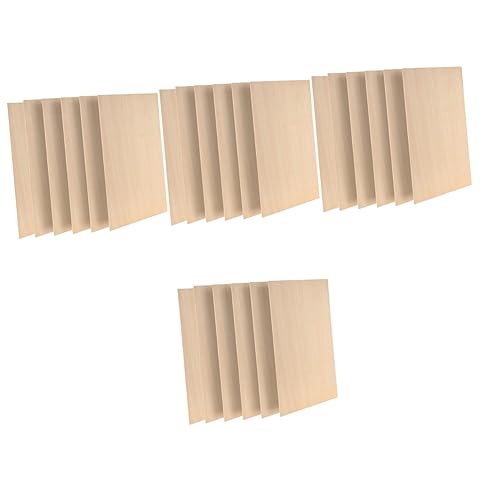 EXCEART 24 Pcs Rectangular Veneer Wooden Slices Unfinished Wood Hobby Unfinished Wood Crafts Unfinished Wood Tiles Wood Blanks Wooden Cutouts Woodsy