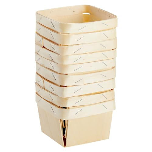 Bright Creations 10 Pack 1-Pint Wooden Berry Baskets for Picking Fruit, Arts and Crafts, Decor, 4 Inch Square Vented Wood Berry Containers Bright Creations