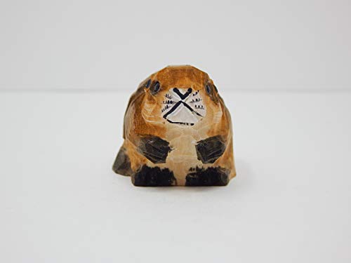 Selsela Beaver Wood Figurine - Dam Forest Castor Woodland Critter Miniature Small Animal Handmade Carved Home Decor Folk Ornament Minifigure Selsela