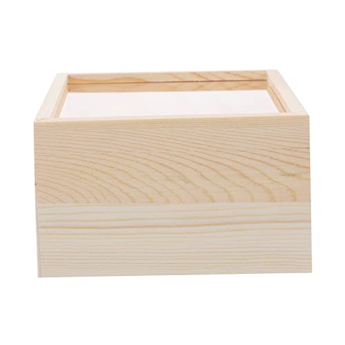 ABOOFAN 5pcs Box Storage Wooden Box Arts and Crafts for Adults Clear Keepsake Boxes with Lids Jewelry Gift Boxes for Earrings Unfinished Wooden Crate ABOOFAN