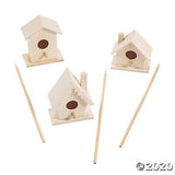 DIY Wood Birdhouse Planter Sticks - Set of 3 Decorative Crafts - Home Activities for Kids Fun Express