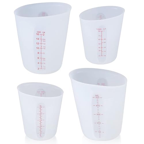 wugongshan 2 Pcs 250 ml/500 ml Silicone Measuring Cups, Silicone Reusable Mixing Pouring Measure Cups, Melt Stir Squeeze & Pour Measuring Cups for - WoodArtSupply