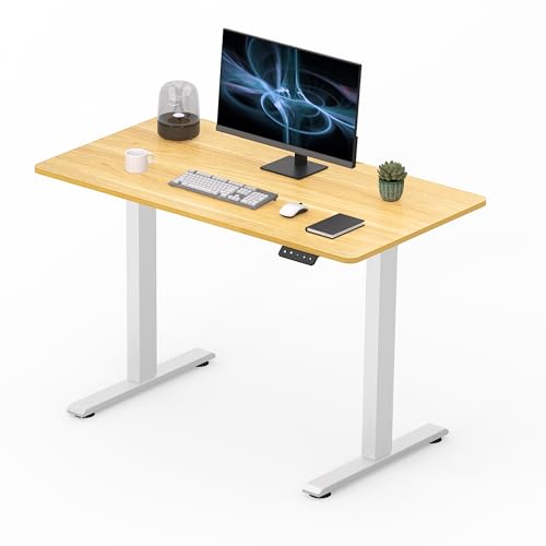 FitStand Adjustable Stand Up Desk with Whole Piece Desk Board, 44 x 24 Inch Electric Standing Desk Home Office Desk Computer Workstation Sit Stand - WoodArtSupply