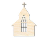 Unfinished Wood Church with Window Shape - Craft - up to 36" 14" / 1/2" 24 Hour Crafts