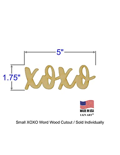 Unfinished Word XOXO Wood Cutout Available in a Variety of Sizes and Thicknesses (1/4" Thickness, Small 5" x 1.75" (Sold Individually)) - WoodArtSupply