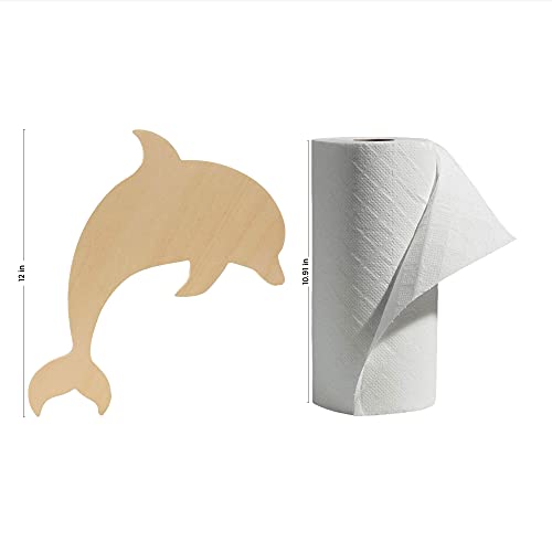 Unfinished Wooden Dolphin Cutout, 12", Pack of 1 Wooden Shapes for Crafts, Use for Summer, Beach & Nautical Decor and Crafting, by Woodpeckers Woodpeckers