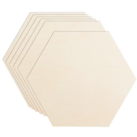 6 Pack Unfinished Wooden Hexagon Cutouts 12 x 10.2 Inch Wooden Hexagon Blanks Slices Natural Wood Hexagon Shape Plaque Board for DIY Crafts Painting AWIZOM