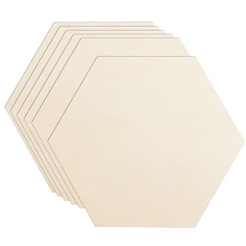 6 Pack Unfinished Wooden Hexagon Cutouts 12 x 10.2 Inch Wooden Hexagon Blanks Slices Natural Wood Hexagon Shape Plaque Board for DIY Crafts Painting