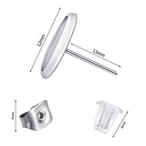 300 Pieces Stud Earring Kit Include 100pcs 12 mm Stainless Steel Blank Stud Bezel Settings 100 Rubber Backs 100 Earring Backs (Silver with Silver and Hicarer