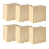 6 Pack Unfinished Wood Blocks for Crafting, 4x4x2 Inch Squares Basswood Blocks for Carving, Wood Blocks for Crafts, Basswood Carving Blocks for KEJJNYER