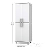 Keter Storage Cabinet with Doors and Shelves for Tool, Home Organization,Large, White & Grey Keter