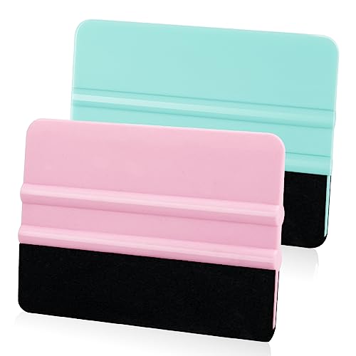 WRAPXPERT Vinyl Squeegee Tool,2Pack Squeegee for Vinyl Pink and Teal,Felt Squeegee Vinyl Scraper Tool for Crafting Vinyl Application WRAPXPERT