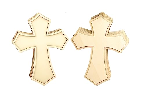 9 Inch 12 Pack Wooden Cross Unfinished Wood Crosses Unpainted Framed Cross for Homemade Crafts Cregugua