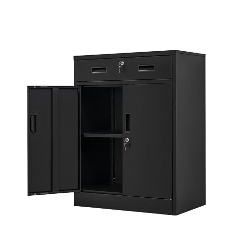 TaskStorz Metal Garage Storage Cabinets，Metal File Cabinet with 1 Locking Drawers, Lockable Storage Cabinets for Office, Home, Garage, Warehouse - WoodArtSupply