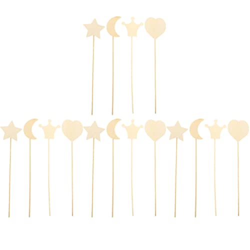 Toyvian Craft Supplies 12PCS Princess Fairy Wands Kit, Wooden Fairy Wands, Unfinished Wooden DIY Fairy Sticks Crafts Adorable Moon Wand for Girls