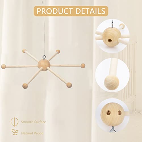 Focalmotors Baby Wooden Mobile Hanger,Mobile kit Crib,Mobile Hanging Frame Bed Toy Decoration DIY Crafts Photography Props Newborn Gift (Style-C) - WoodArtSupply