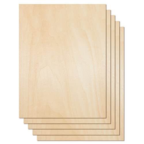 Plywood Sheet Board, A Grade, 16" x 12" x 1/8" inch, 3mm Thick, Pack of 5 Unfinished for Crafts Basswood by Craftiff Craftiff