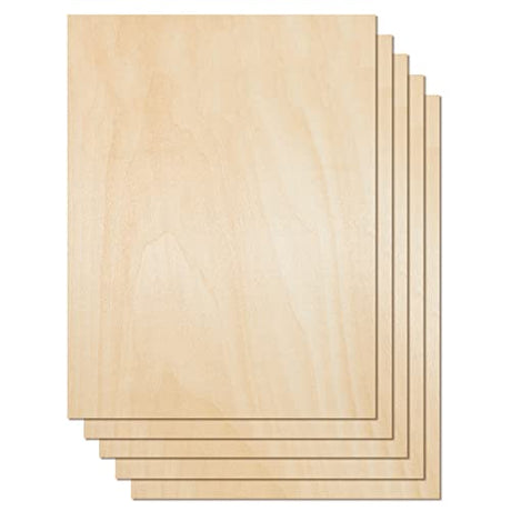 Plywood Sheet Board, A Grade, 16" x 12" x 1/8" inch, 3mm Thick, Pack of 5 Unfinished for Crafts Basswood by Craftiff Craftiff