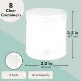 Juvale Slime Containers with Lids - 8 Pack Clear Plastic Jars for Kids DIY Crafts (12 oz) Juvale