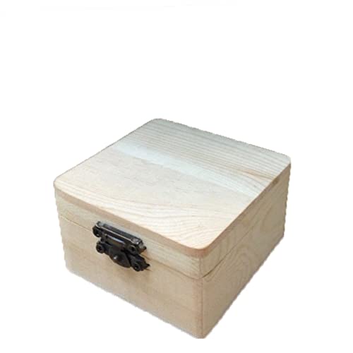 VILLCASE 3 Pcs square wooden chest wooden case with unfinished chest jewelry organizer tray wood Treasure Chest square wood case memory chest lock VILLCASE