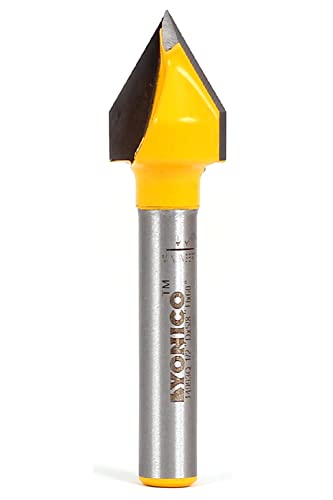 YONICO Router Bits V Groove 60 Degree X 1/2-Inch Diameter 1/4-Inch Shank 14993q - WoodArtSupply